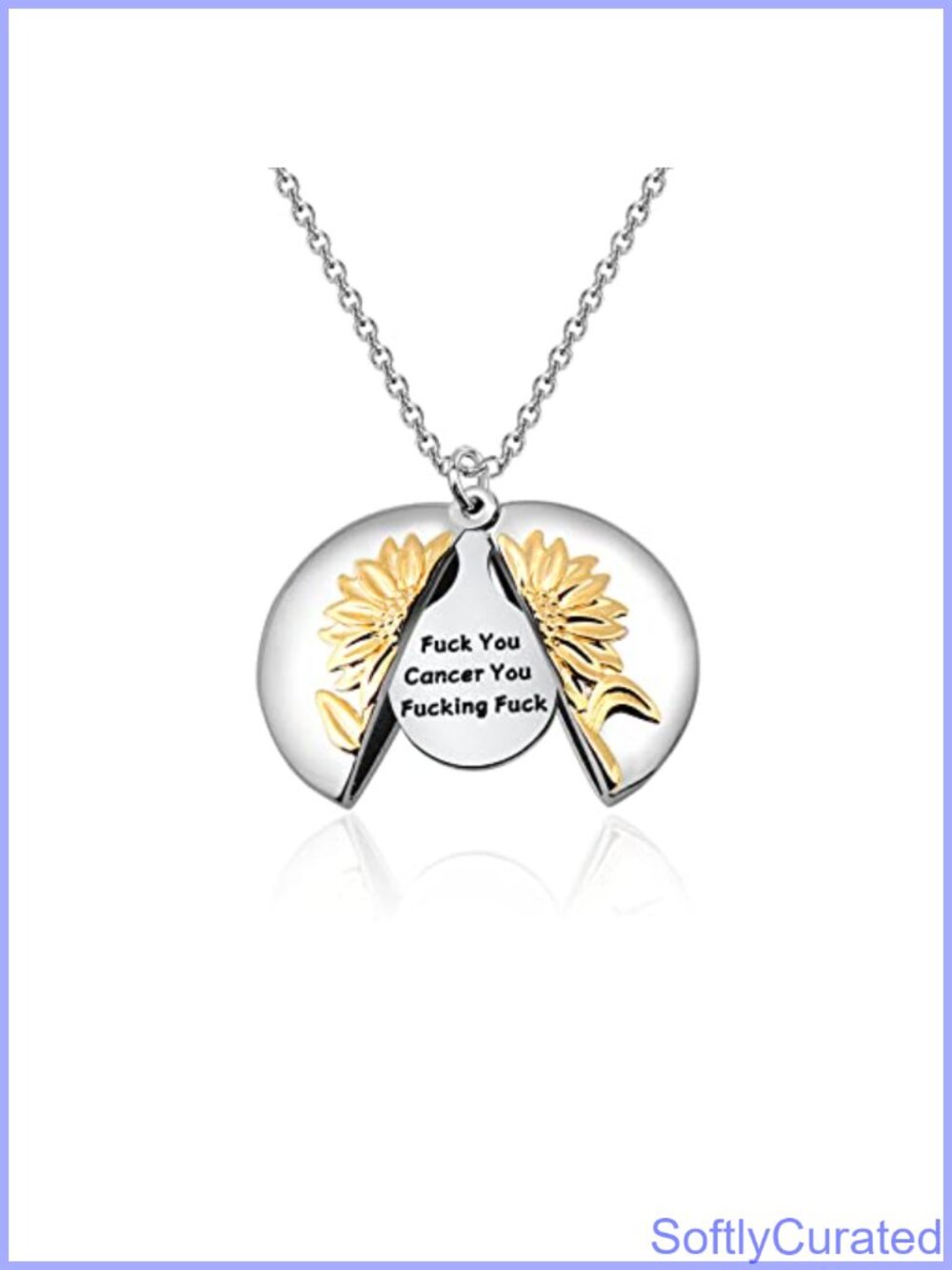 Sunflower Cancer Awareness Necklace Stainless Steel Copper Pendant Survivor Gift